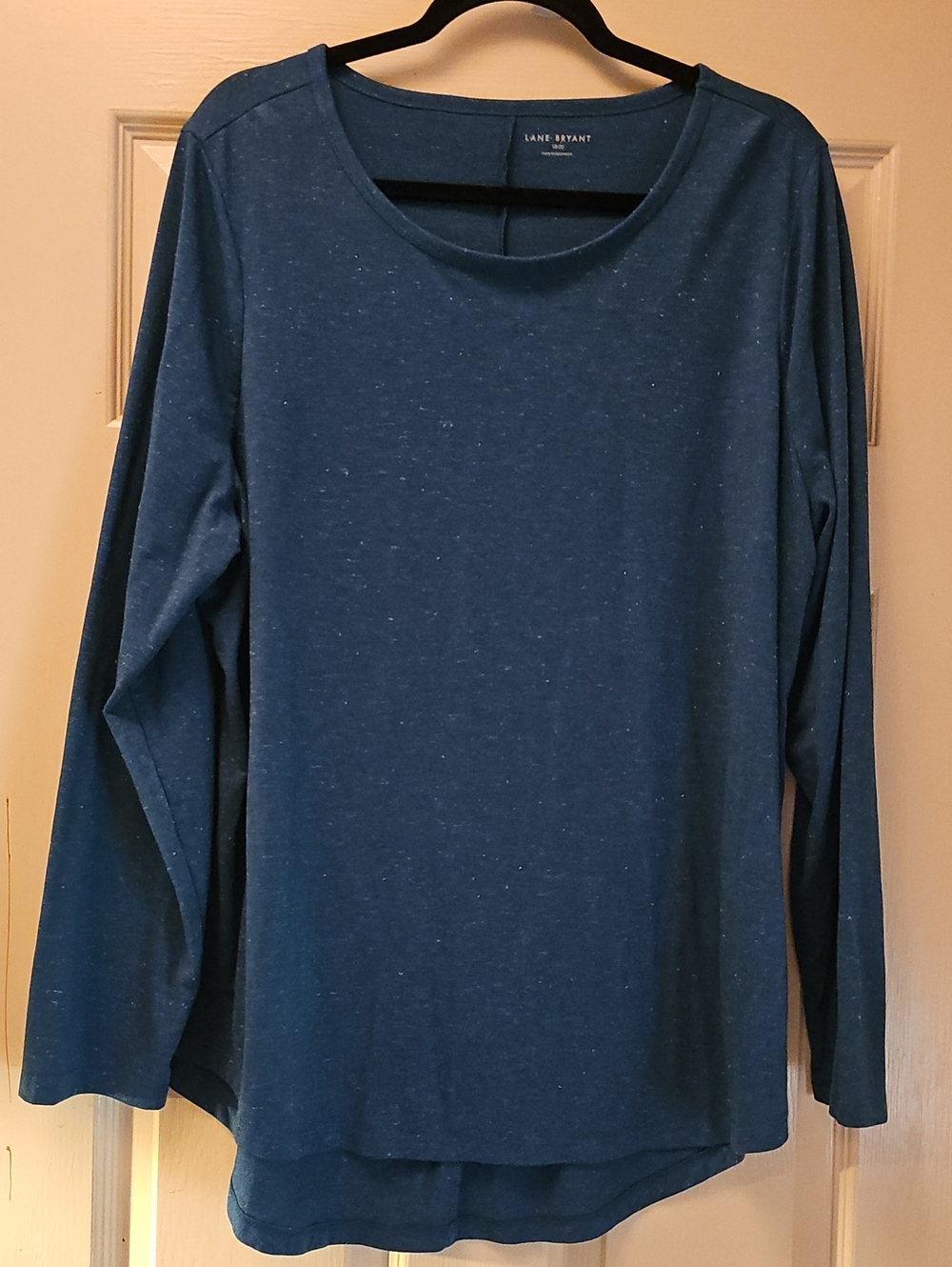 Lane Bryant Blue Long-Sleeve Scoop Neck Top